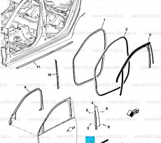 Уплотняющий пояс внутреннего окна передней боковой двери Chevrolet Malibu
