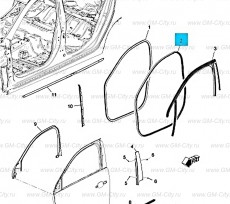 Уплотнитель стекла передней двери Chevrolet Malibu