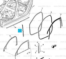 Уплотнитель боковой стекла передней двери Chevrolet Malibu