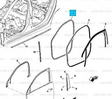 Уплотнитель передней боковой двери Chevrolet Malibu