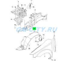 Подкрылок передний правый Chevrolet Aveo T200