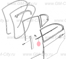 Уплотнитель стекла задней правой двери Chevrolet Epica