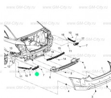 Кронштейн заднего бампера левый Chevrolet Cruze