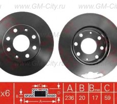 Диск тормозной передний Chevrolet Lanos