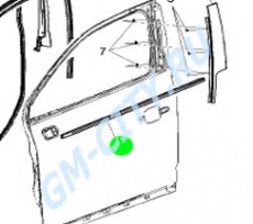 Облицовка канала хода стекла, правая, black Chevrolet Orlando