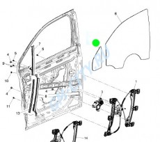Стекло уголок передней правой двери fix