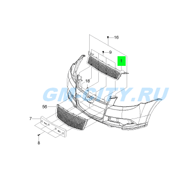 Решетка радиатора верхняя купить для Chevrolet Aveo T255 - CVAVE08-421