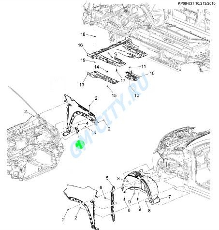 Кронштейн крыла правого переднего купить для Chevrolet Orlando - 96898372