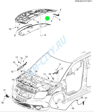 95048784 ШУМОИЗОЛЯЦИЯ КАПОТА купить для Chevrolet Orlando - 95480142