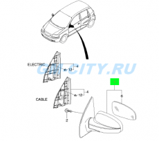 Зеркало левое электрическое Chevrolet Aveo T200