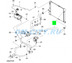 Патрубок охлаждения верхний 1,2l Chevrolet Aveo T200