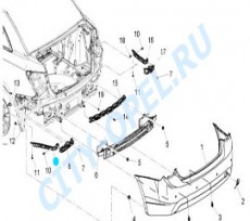 Кронштейн заднего бампера левый Chevrolet Cruze